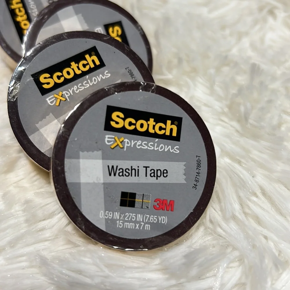 🩶5/$30 Scotch Expressions 3M Washi Tape - Five Rolls of Gold with Burgundy NEW